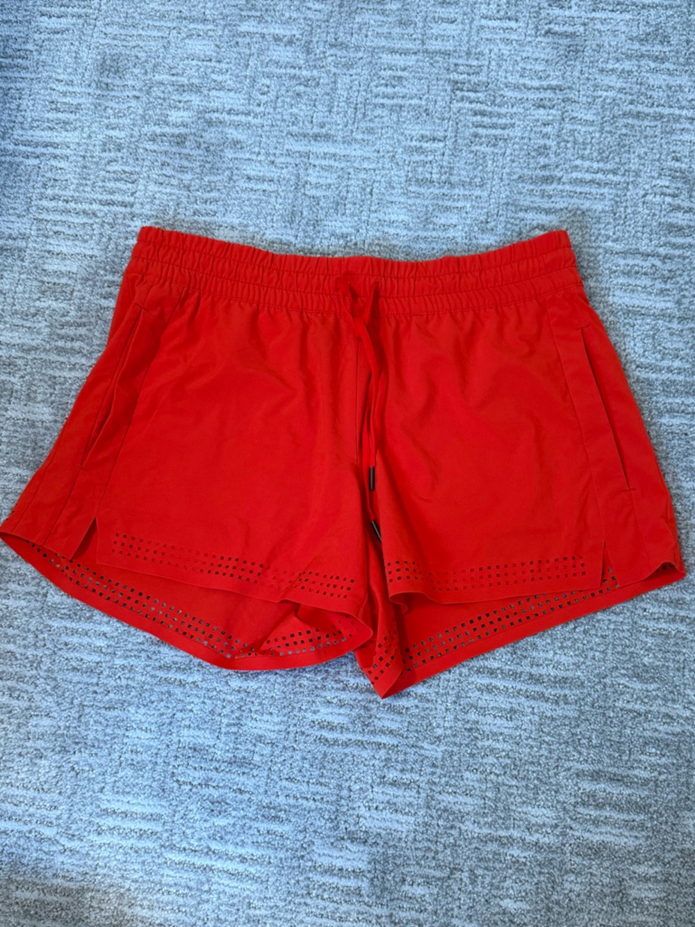 Athleta Red Laser-Cut Athletic Shorts